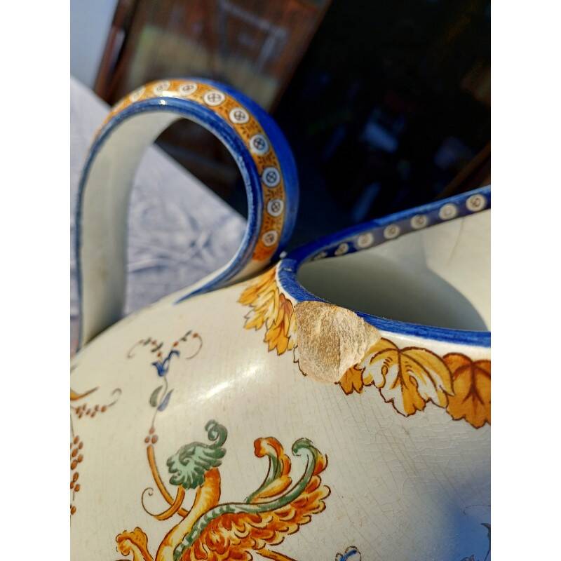 19th century Gien earthenware pitcher