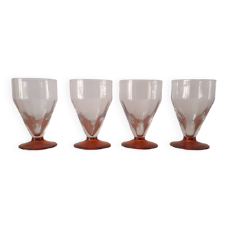 4 smoked brown stemmed glasses