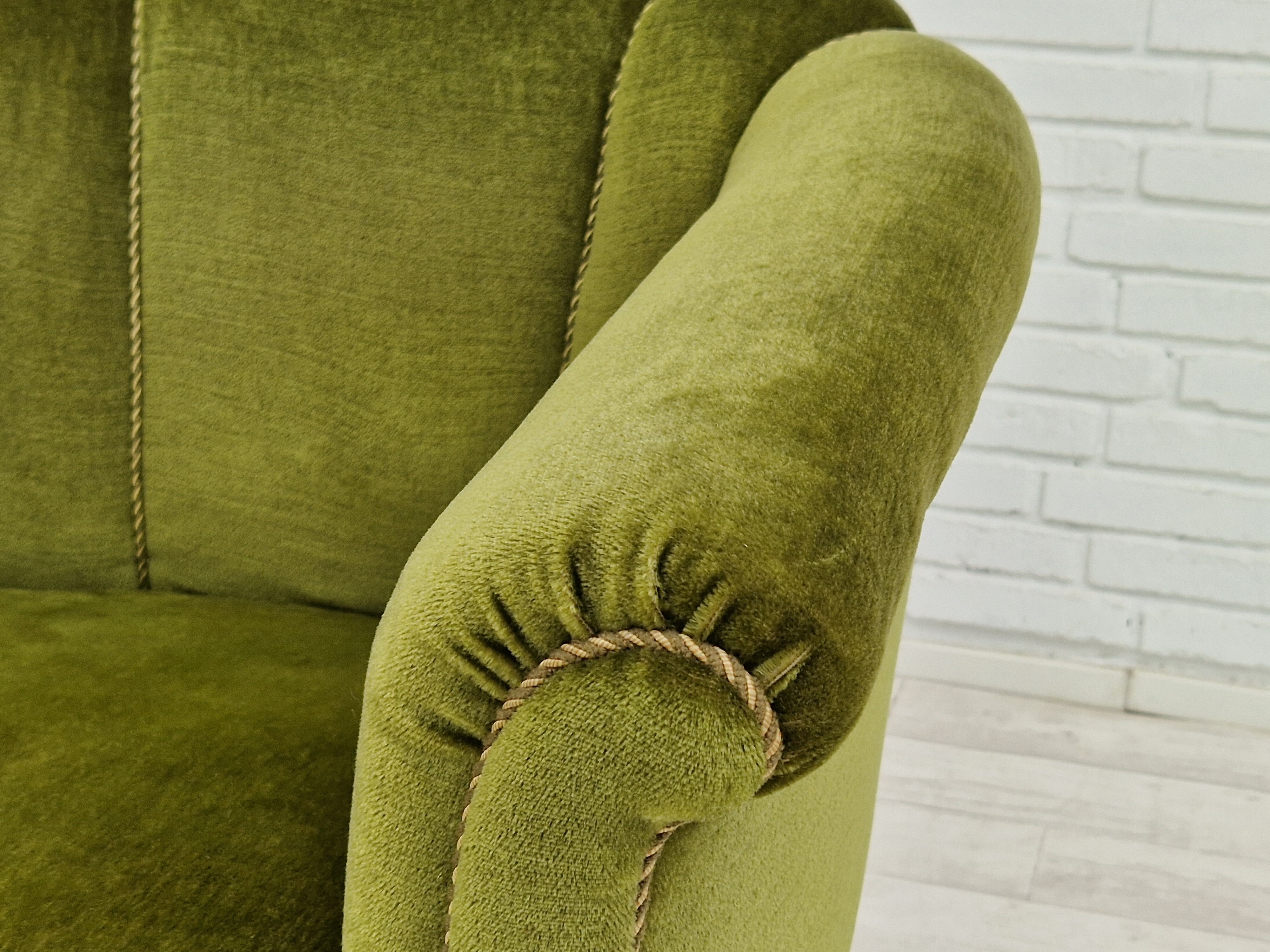 Danish velour armchair original condition beech wood 1960s