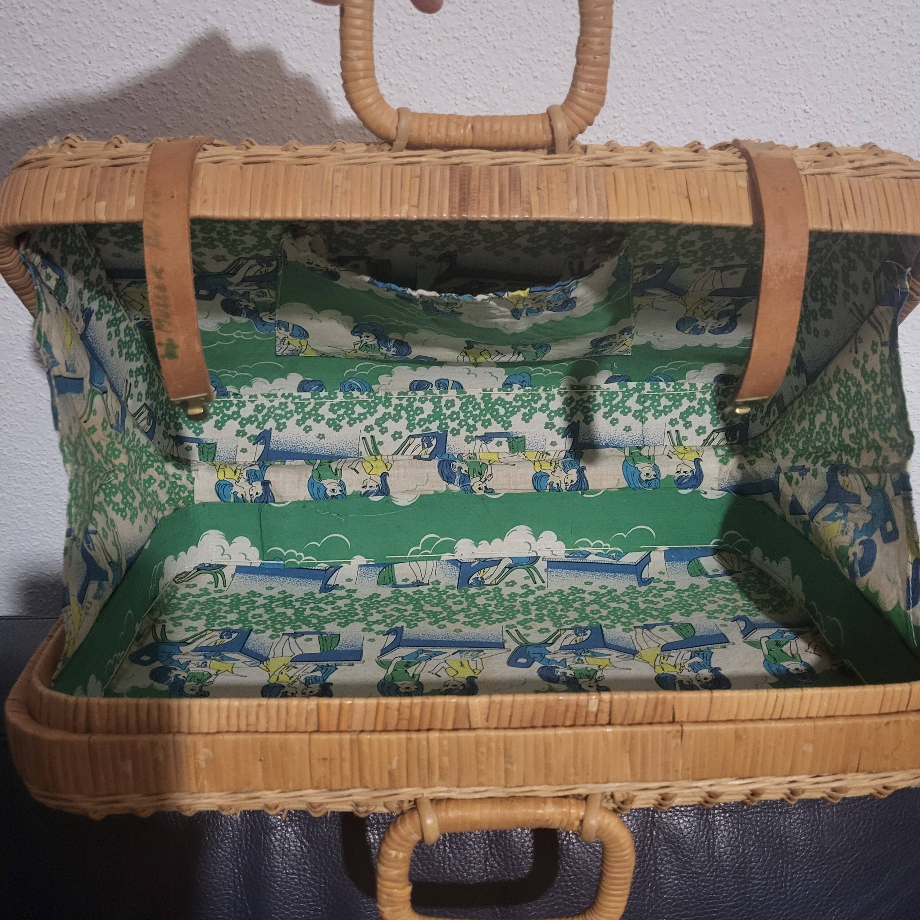 Rattan and wicker suitcase