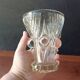 Vase transparent pressed molded glass vintage 1950