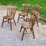 Set of 4 mountain style chairs from the 60s in beech