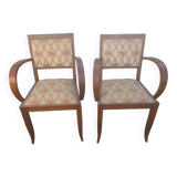Paire de fauteuils bridge en bois et tissu, 1940