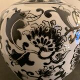Pair of black and white ceramic vases