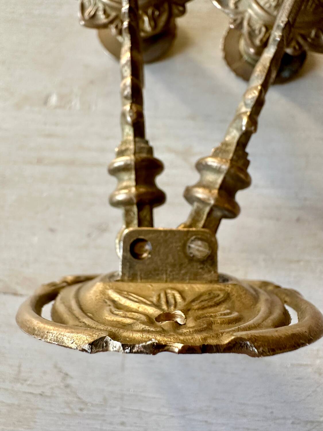 Pair of brass wall candle holders