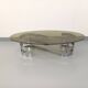 Vintage oval coffee table in smoked glass and chrome metal from the 1970s.