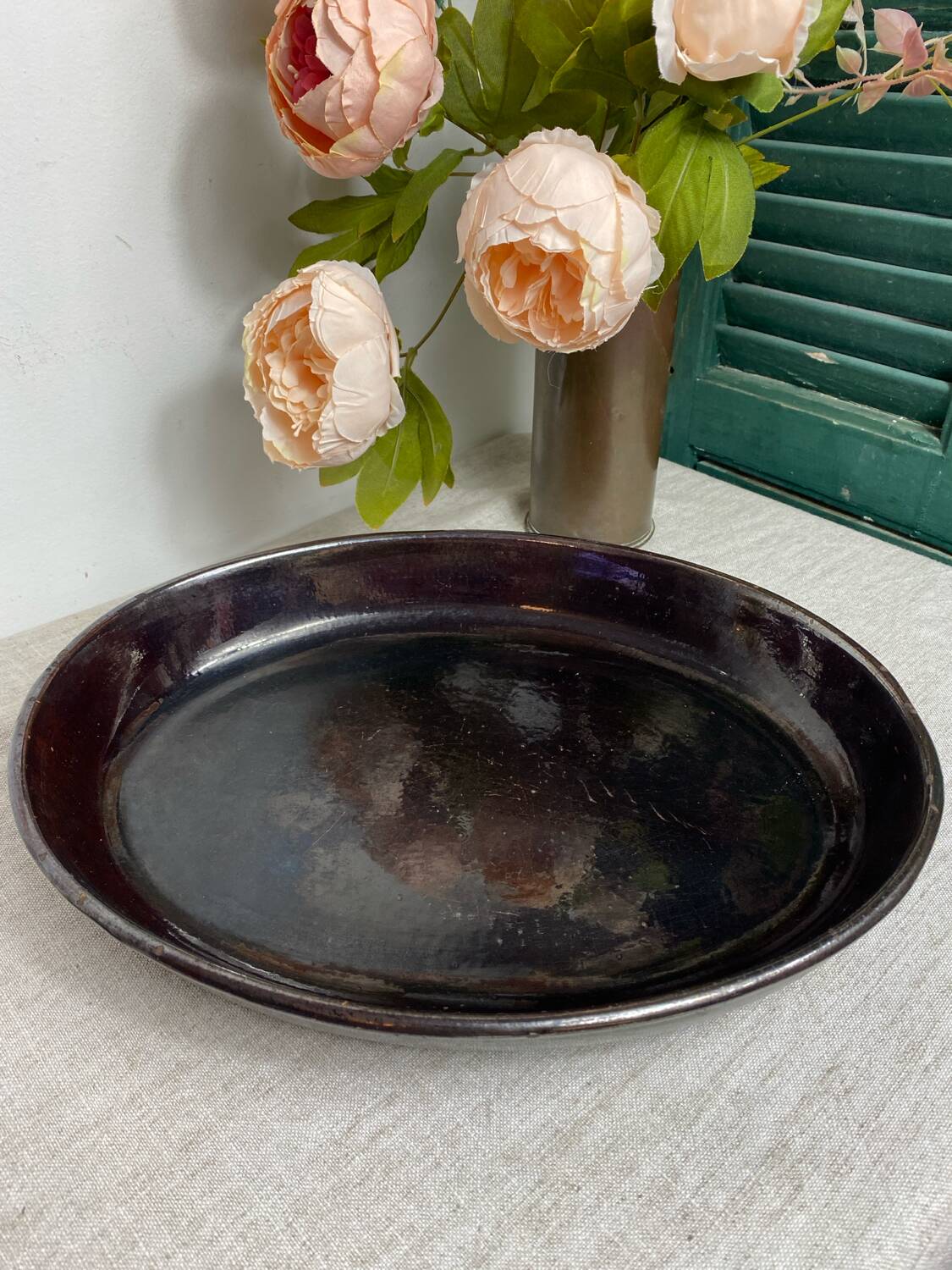 Vallauris iridescent ceramic gratin dish
