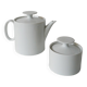 white ceramic teapot and sugar bowl Germany Thomas Design Modernist 1970