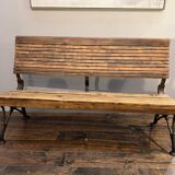 Industrial style metal and wood bench