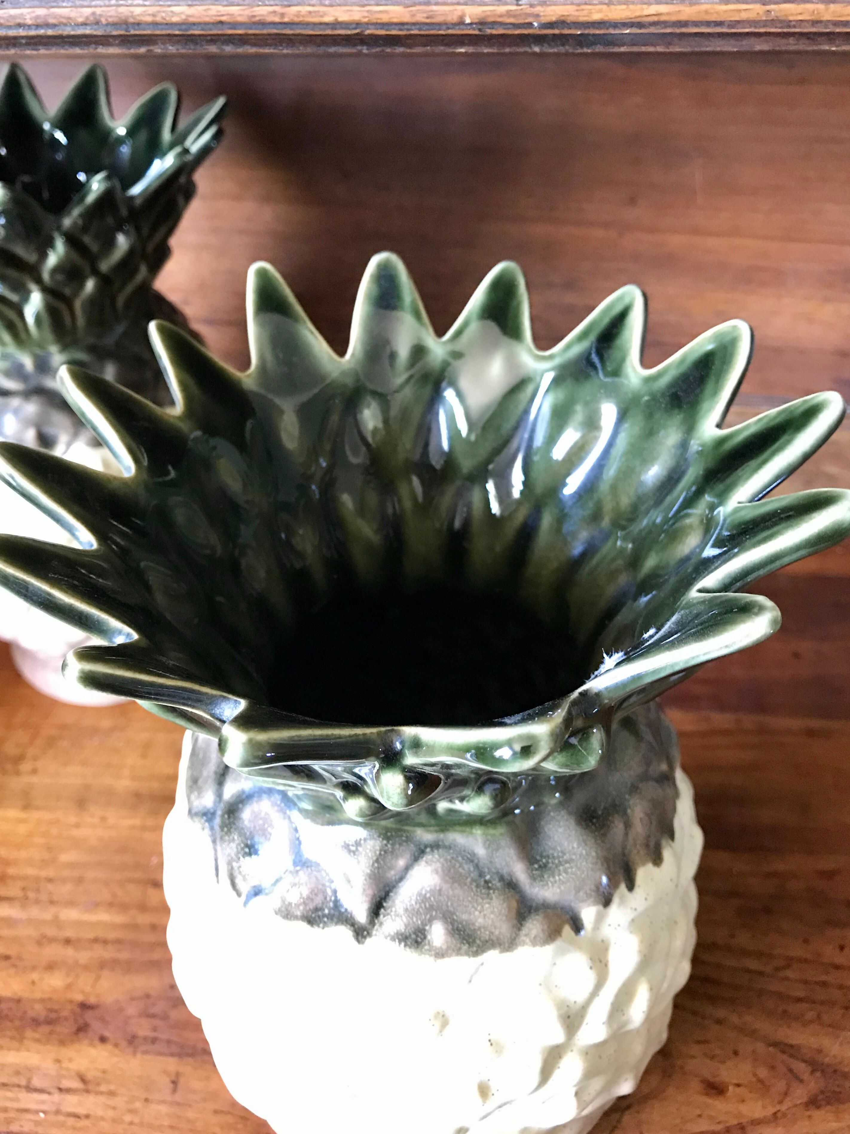 Pair of Rhoda stoneware pineapple vases