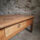 Antique cherry coffee table, rustic farmhouse table with drawer, circa 1750–1800.