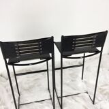 Set of two natural leather 'Spaghetti 164' bar stools by Giandomenico Belotti for Alias, Mid Century