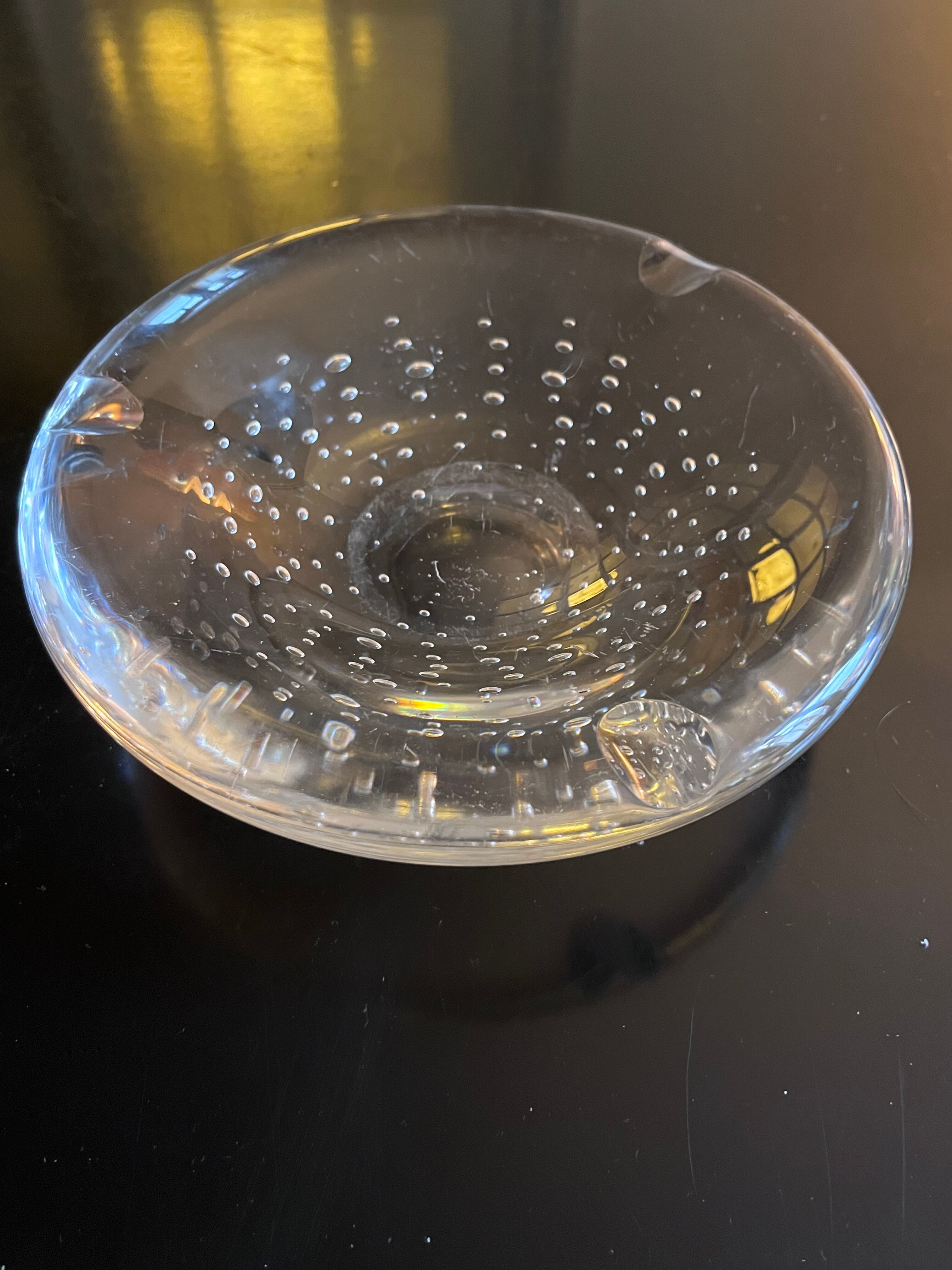 Bubbled crystal ashtray