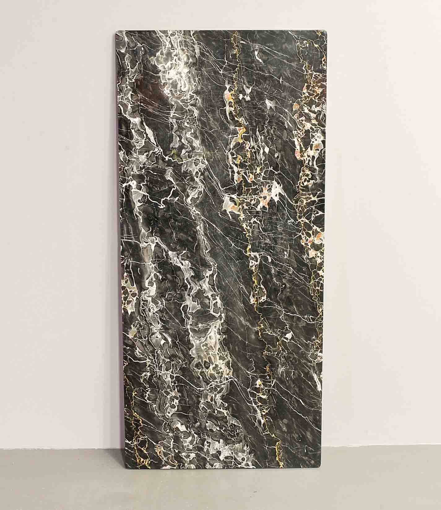 Kho Liangh Black Marble and Brushed Steel Coffee Table by Artifort 1960s