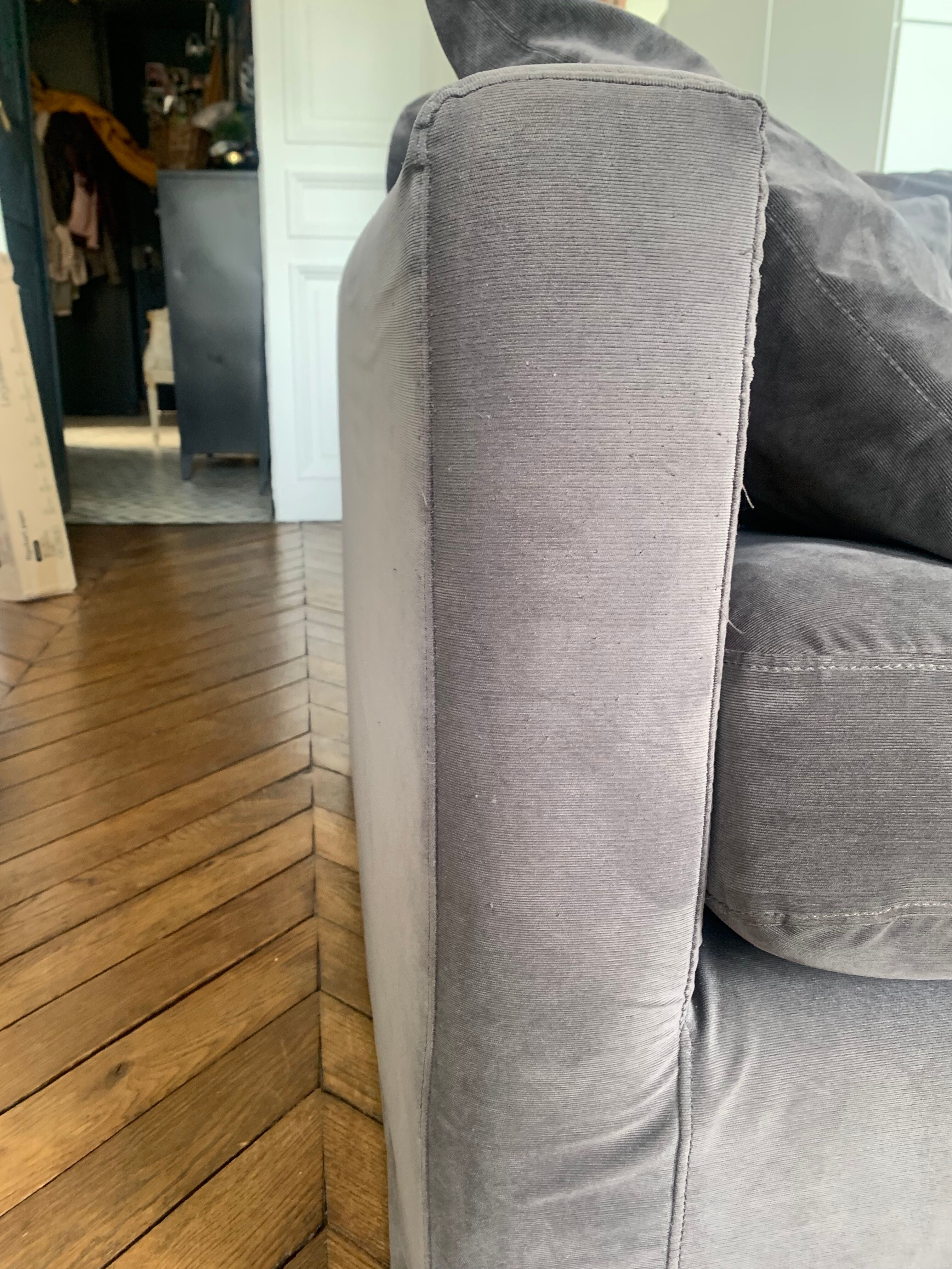 Anthracite grey velvet sofa