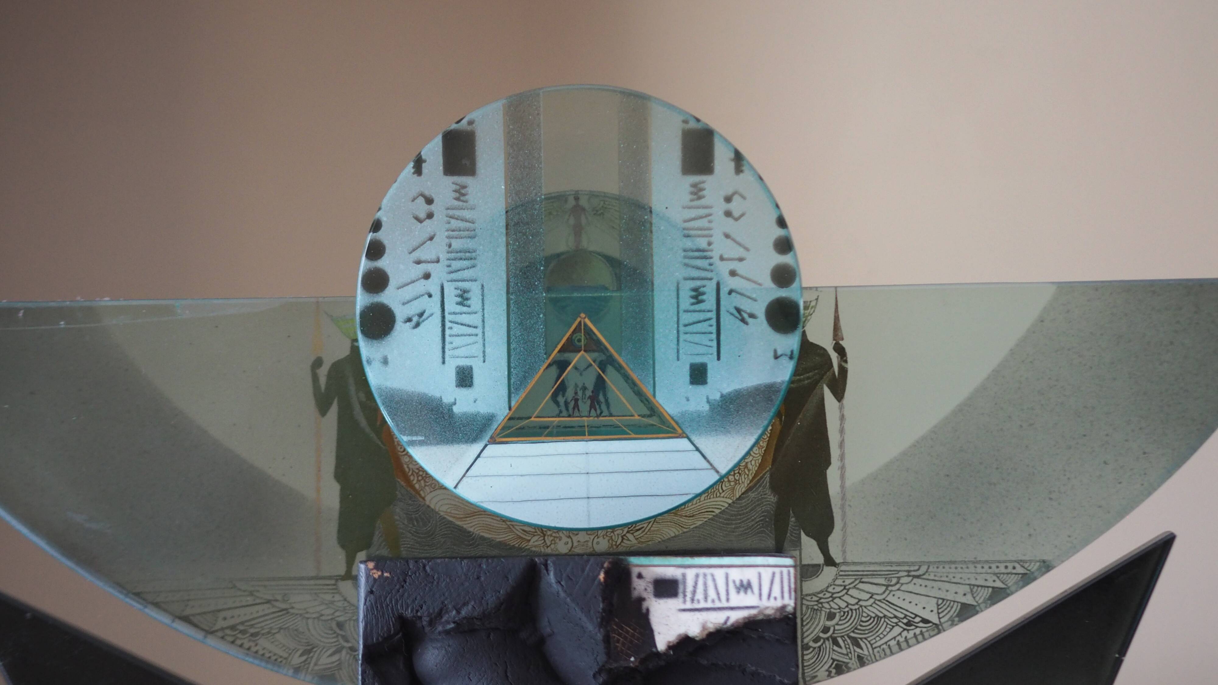 Sculpture “Ailes” surréaliste - 54 cm - Verre