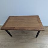 Solid wood coffee table with carved twisted legs