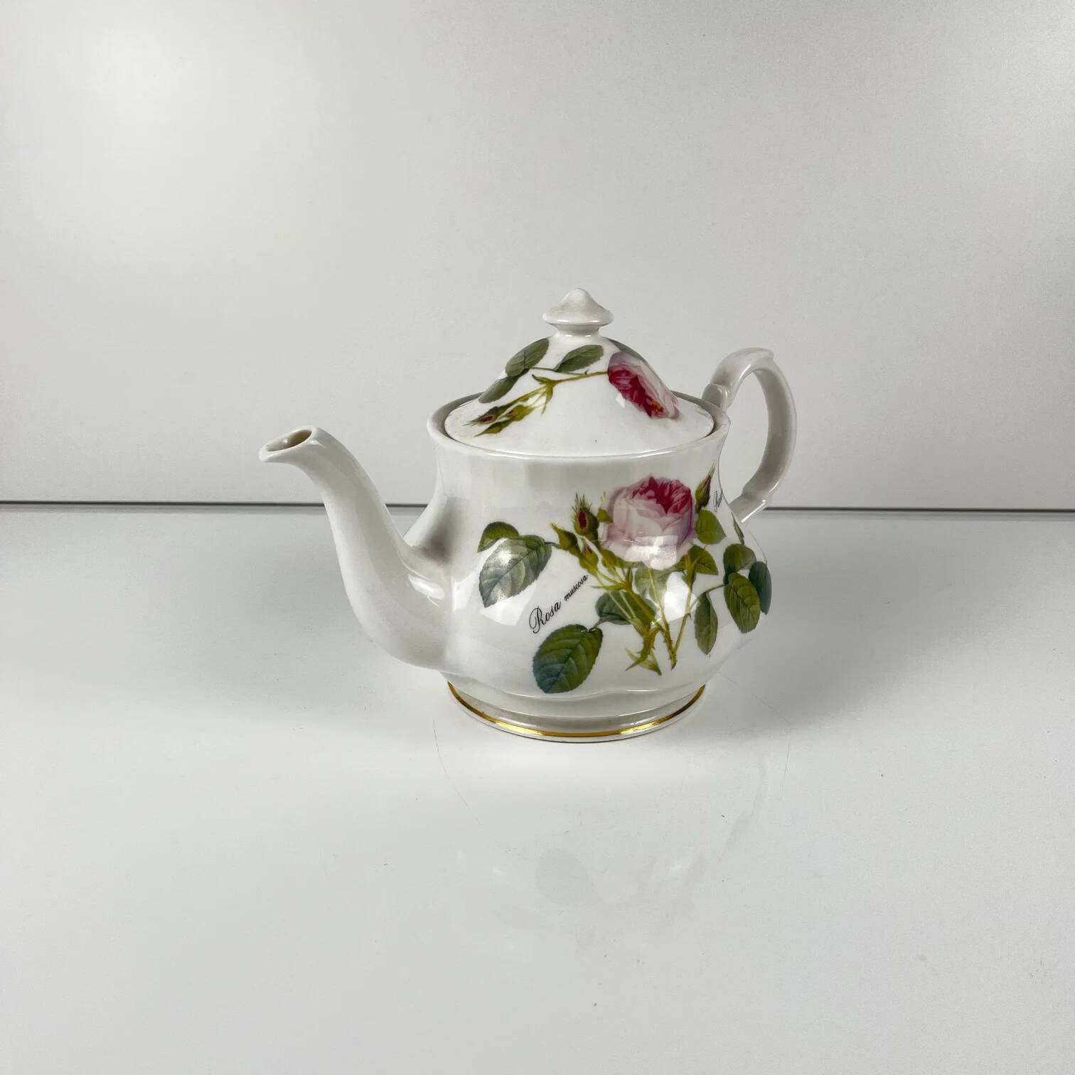 Redouté rose teapot, Roy Kirkham, England, 1996