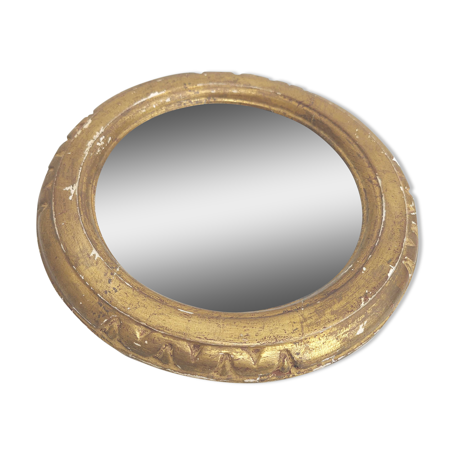 Round mirror gilded wood diameter 24cm
