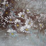 Painting on canvas flowers in meadow