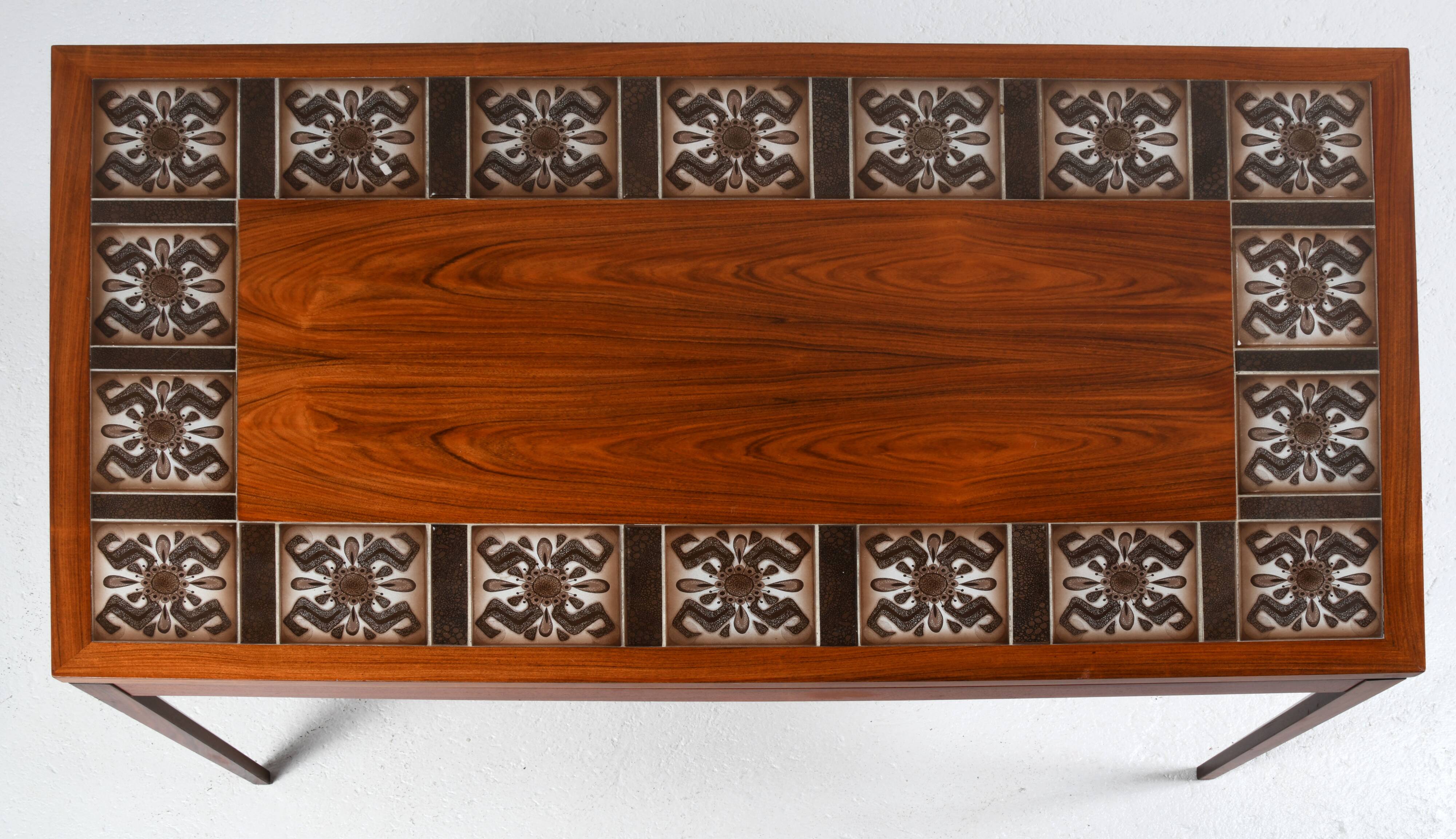 Scandinavian rosewood and ceramic coffee table