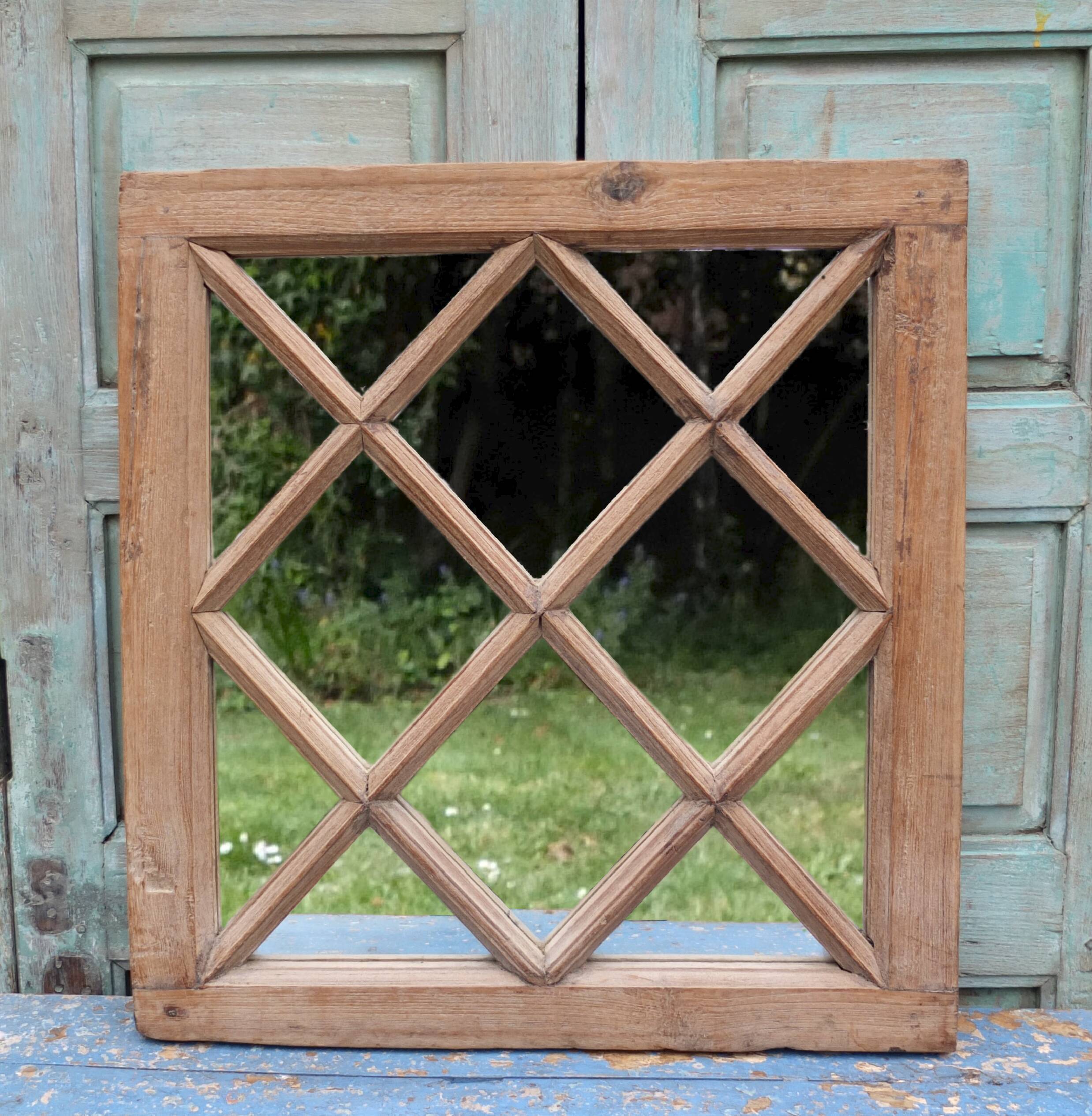 Antique Indian Wooden Mirror 60x66cm