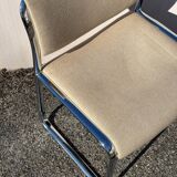 Vintage steel and beige fabric sleigh chair