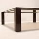 Vintage coffee table from the 1970s-80s in enamelled metal and smoked glass.