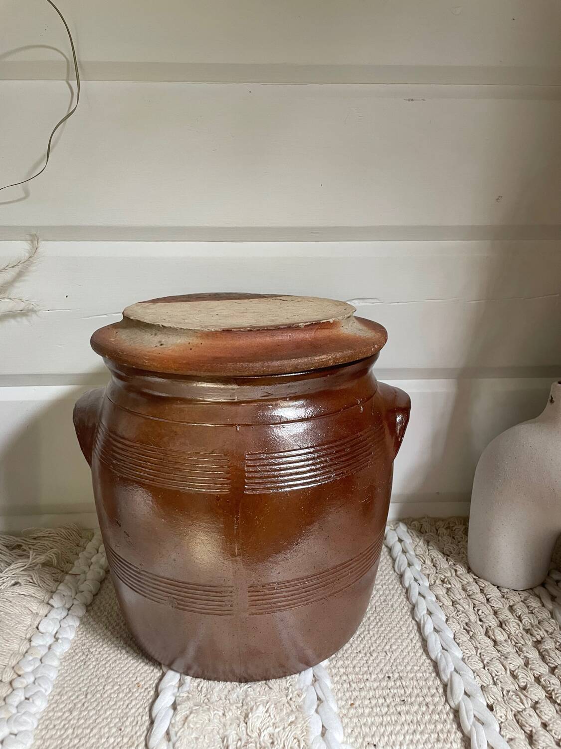 Old stoneware salt cellar