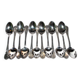 Set of 12 ercuis soup spoons in silver metal - marly rocaille decoration 20.5cm