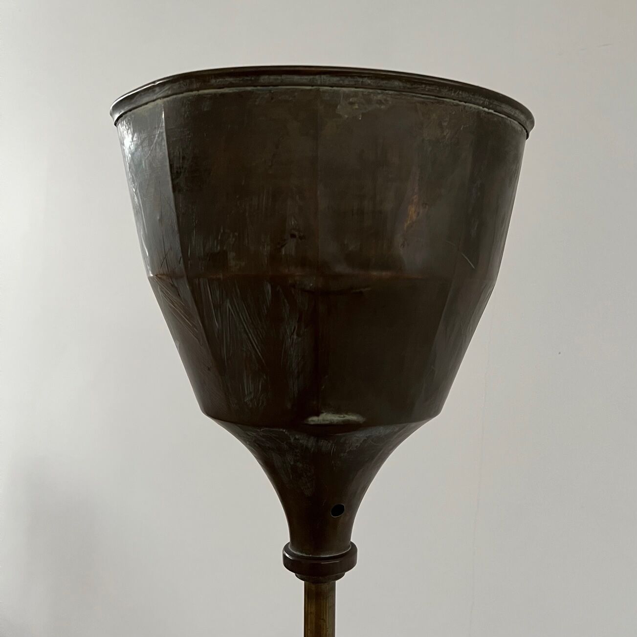 English mid-century brass floor lamp uplighter