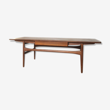 Table basse danoise scandinave en teck des années 60 avec tiroir