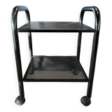 Vintage black metal rolling dessert trolley