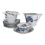 Service of cups and milk jar in fine porcelain from Limoges Art Deco