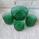 Emerald green dessert service, salad bowl and 8 Arcoroc bowls.