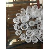 Murano Glass Sputnik Chandelier With Swirling Italian Glass Clear and White