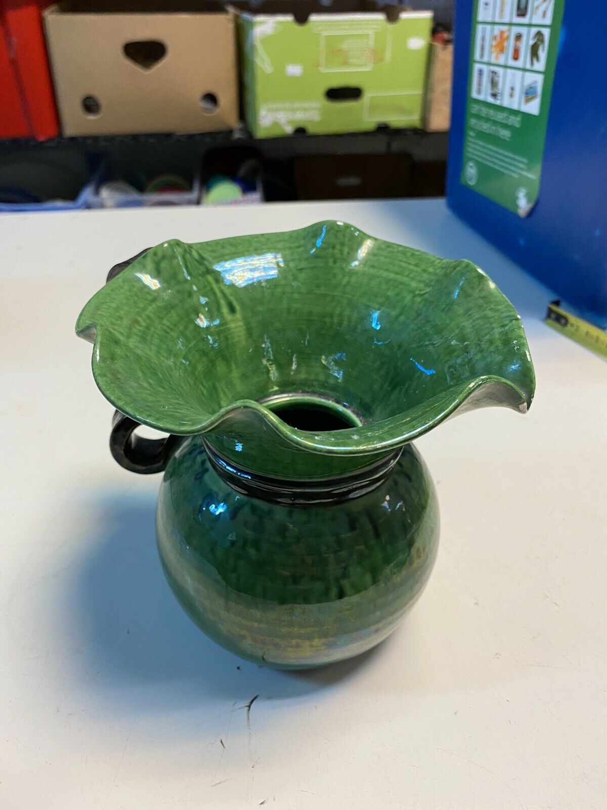 Cerenne Vallauris green pitcher vase