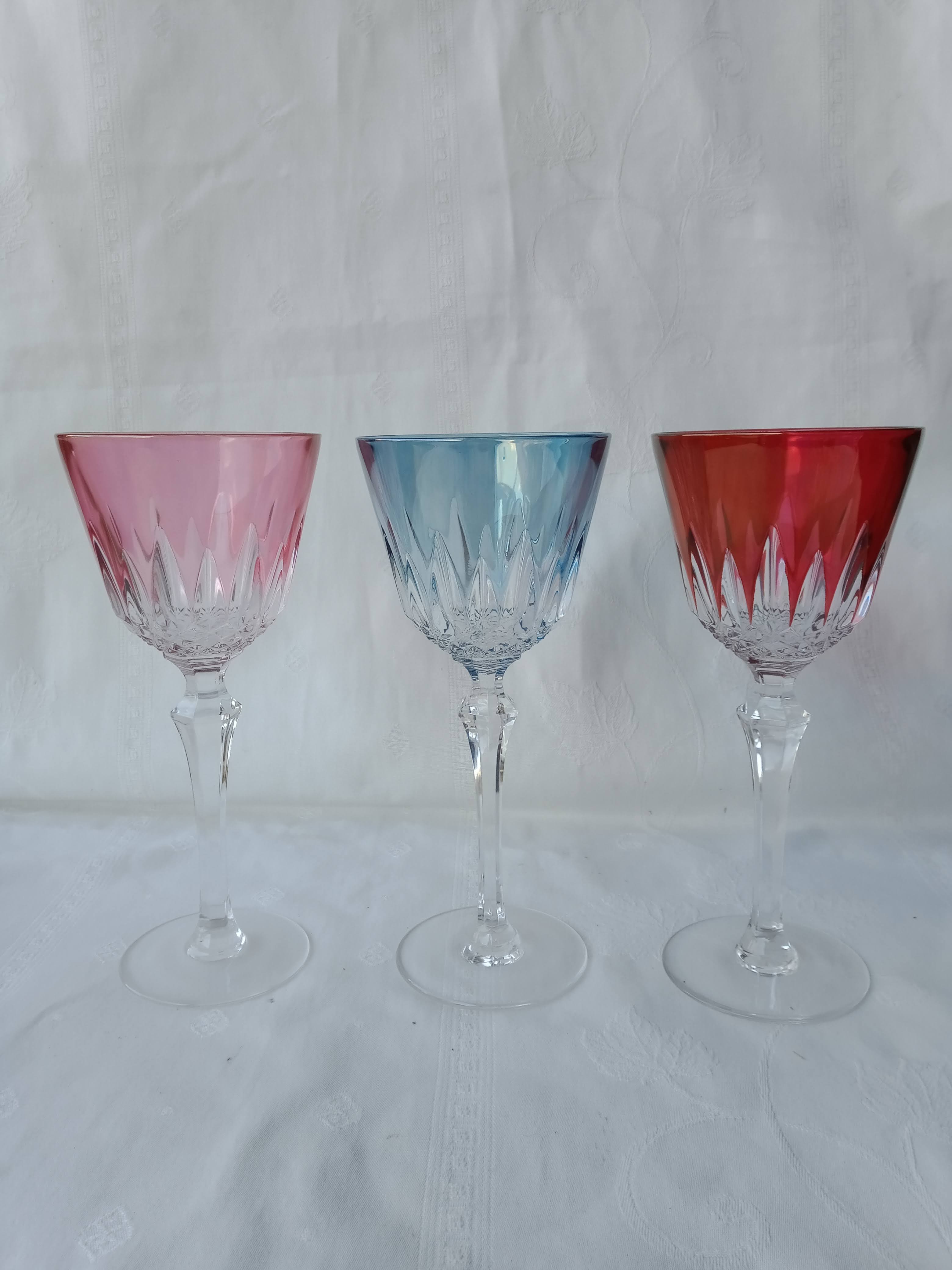 Colored crystal foot glasses