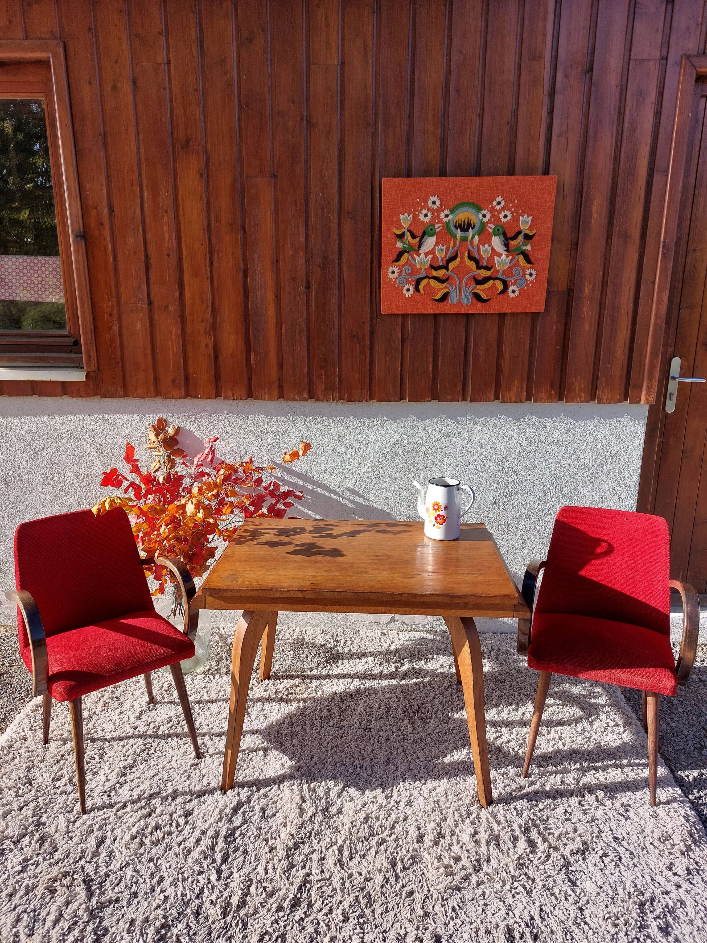 Table or desk, golden honey, curved legs