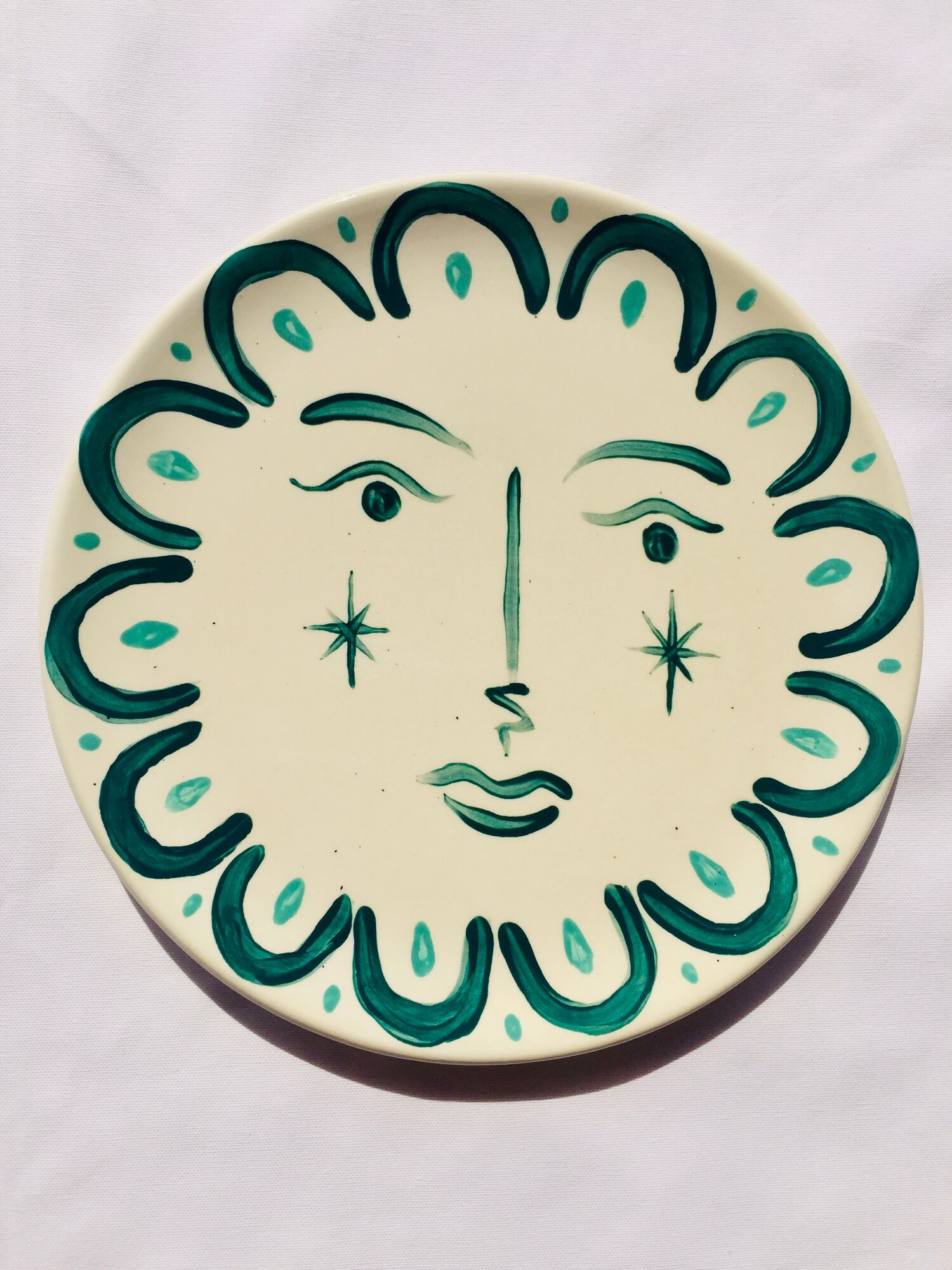 Set of 6 matching plates to hand-painted enamelled ceramic dinner