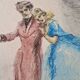 Georges Villa (1883-1965) - Colour lithograph - Gallant scene