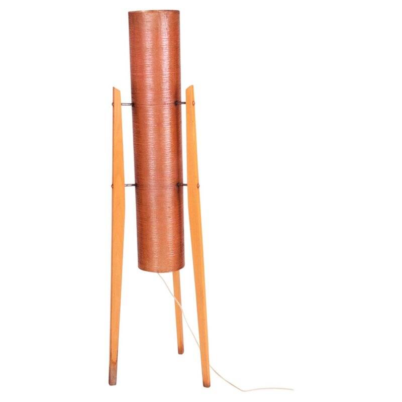 Mid-Century Modern Floor Lamp in Beech by Novoplast Sered, Czech, 1960s