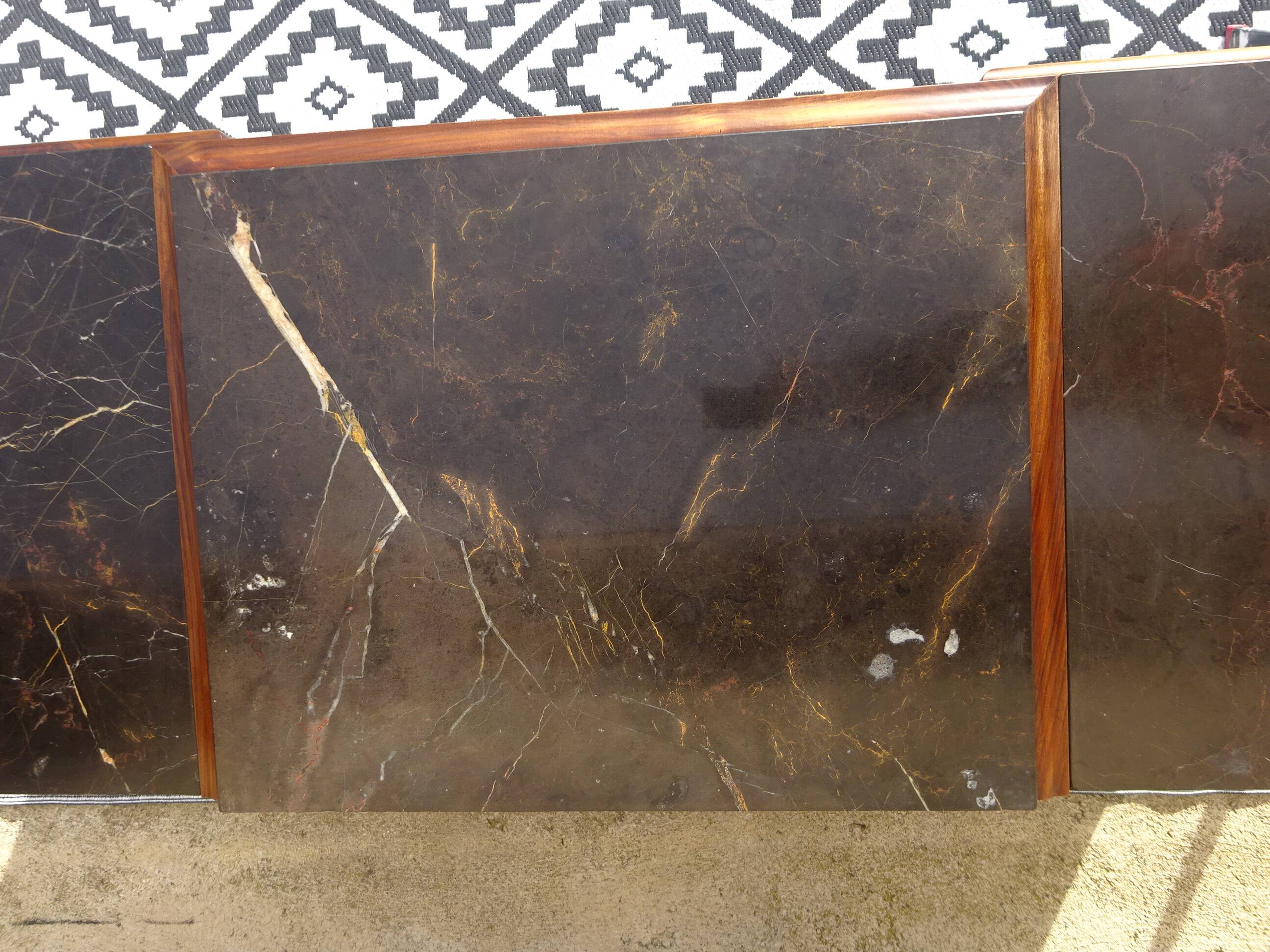 Walnut buffet with black marble top