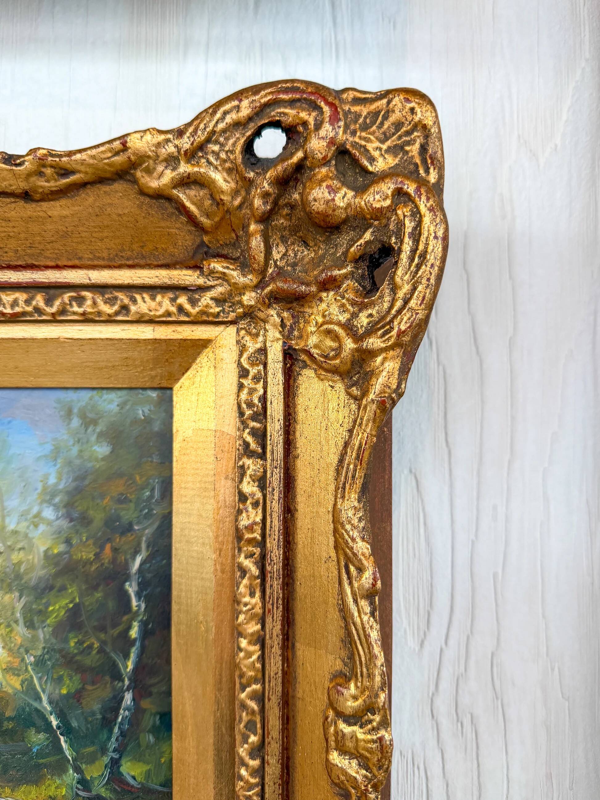 Old painting - Forest with a golden frame