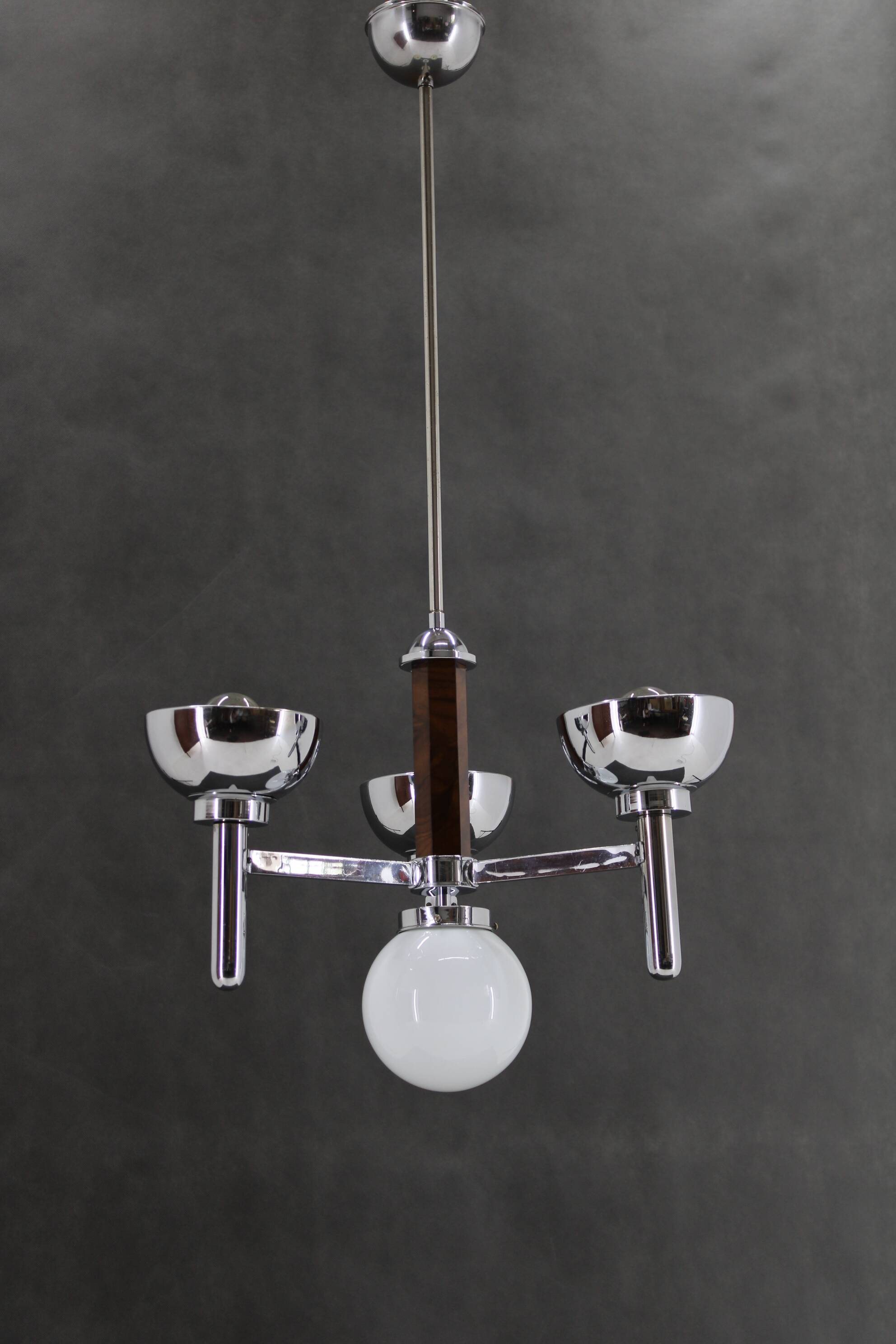 1930s Art Deco Chandelier, Czechoslovakia