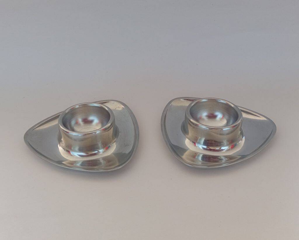 Alessi Egg Cup Carlo Mazzeri & Anselmo Vitale Stainless Steel Pair
