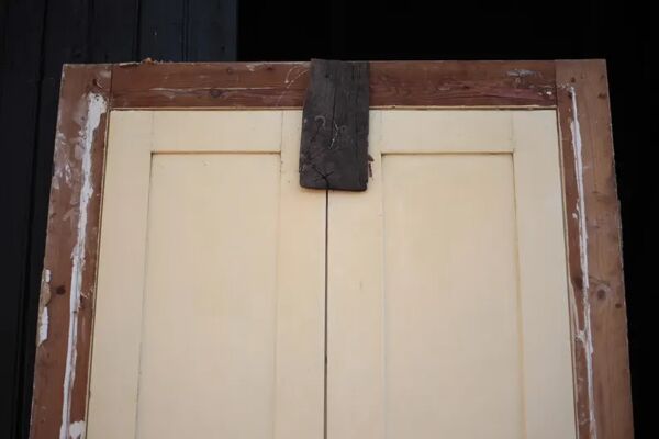 Double porte ancienne de placard, porte bois ancienne, grande porte vintage, porte d'intérieur