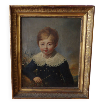 Tableau portrait d'un enfant début XIXème