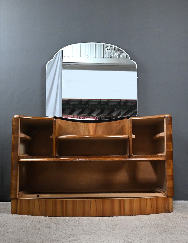 Commode-coiffeuse en ronce de noyer, Angleterre – 1920