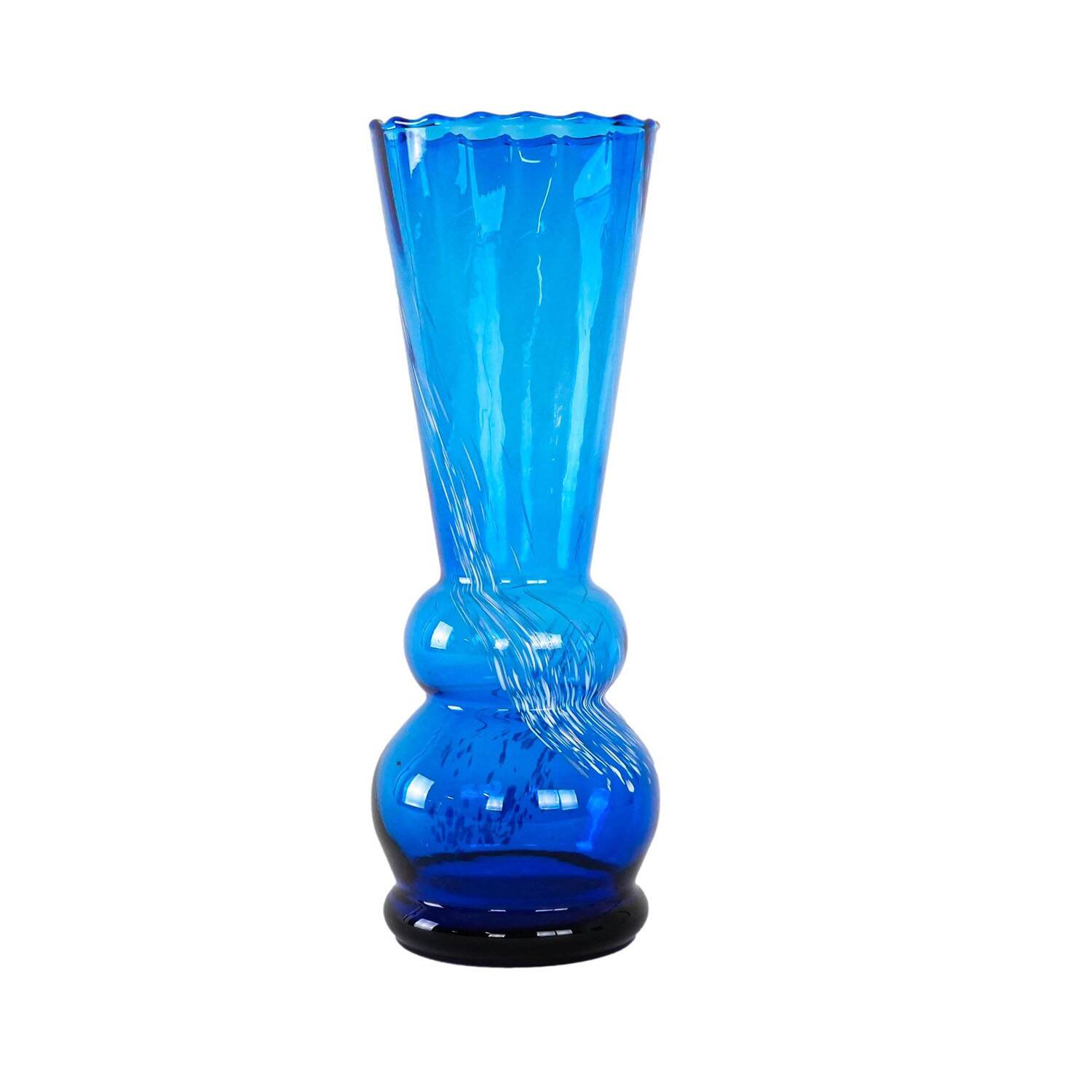 Blue glass vase, Danish design, 1960s, made in Denmark